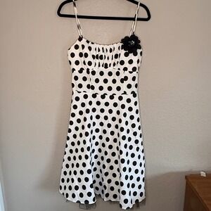 Y2K Ruby Rox Juniors 13 Black Polka Dot Dress Empire Waist Rockabilly Hoco Tulle